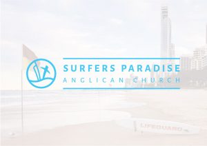 Surfers Paradise Anglican Church Logo in front of Surfers Paradise Beach